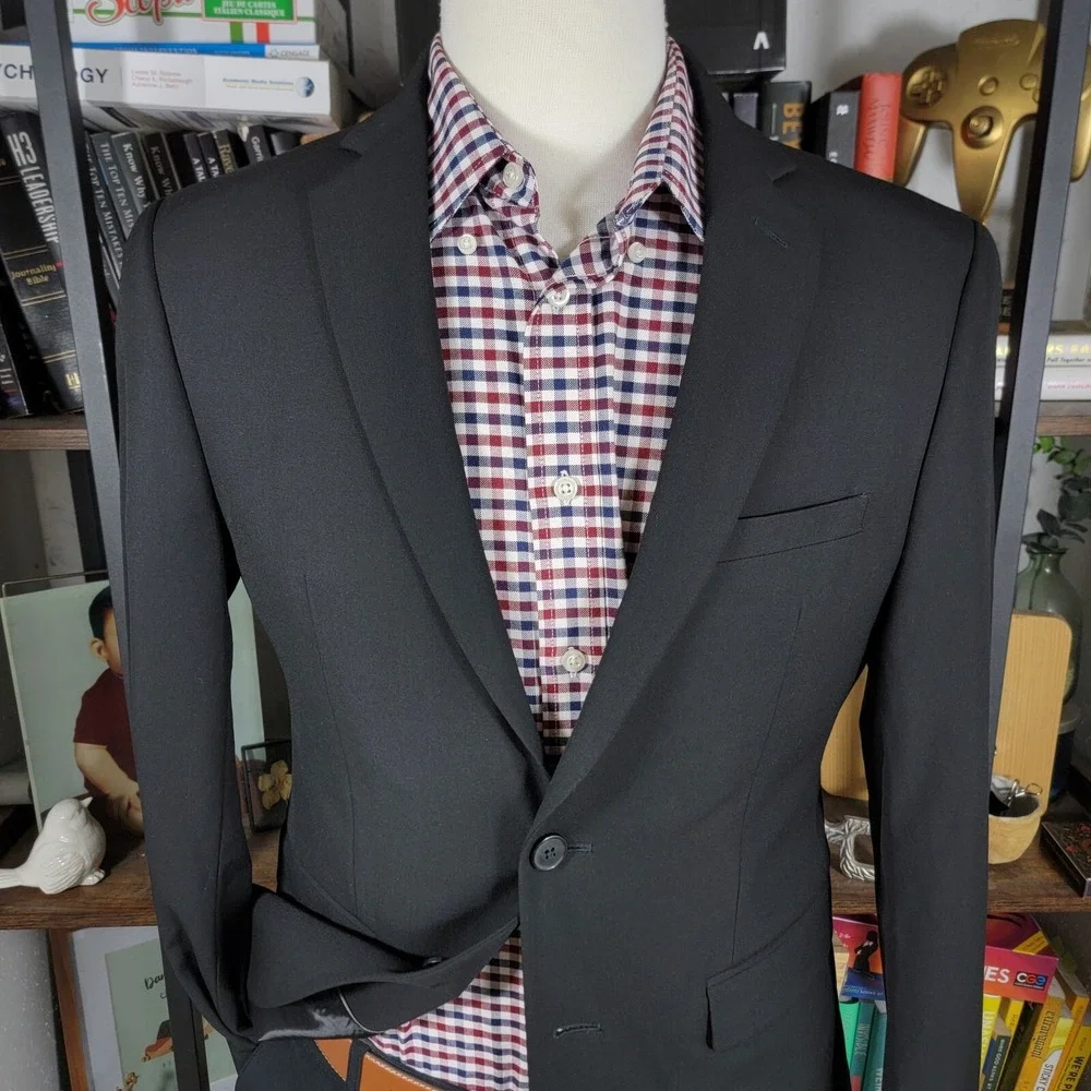 Van Heusen Flex Men's Sport Coat Blazer Two Button BLACK Slim‎ Fit Size 40S